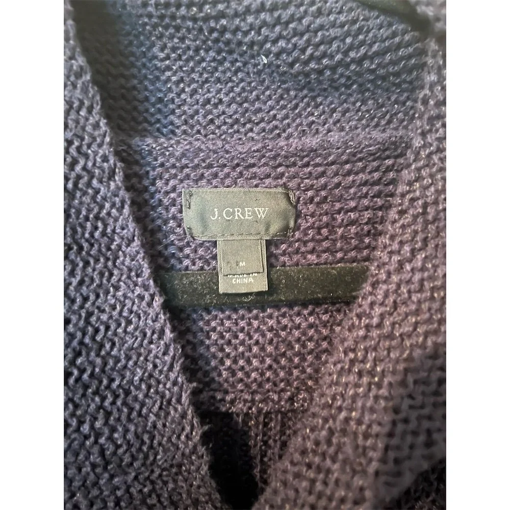 J.Crew‎ Men's Linen Blend Shawl Collar Pullover Knit Sweater Blue Size M